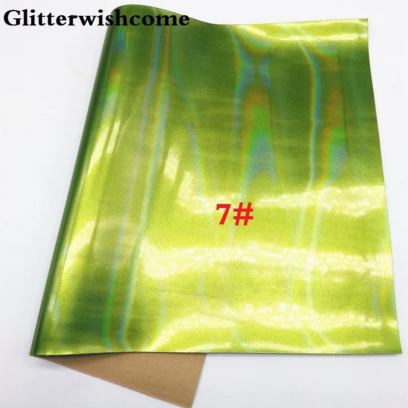 7 Glitterwishcome 30X134 см мини-рулон искусственная кожа ткань переливающийся Гладкий лакированная кожа Fabirc кожа винил для луков, GM009 - Цвет: 7
