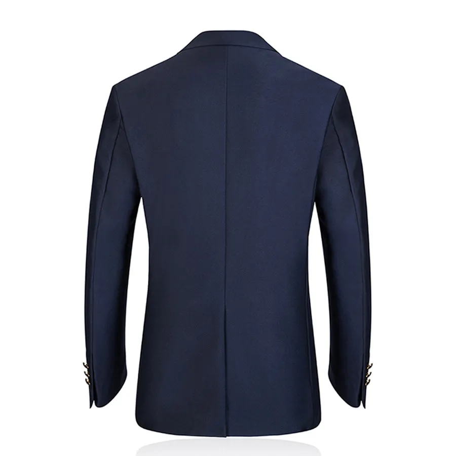 (Пиджак + брюки) мужской однотонный деловой хлопковый костюм приталенный