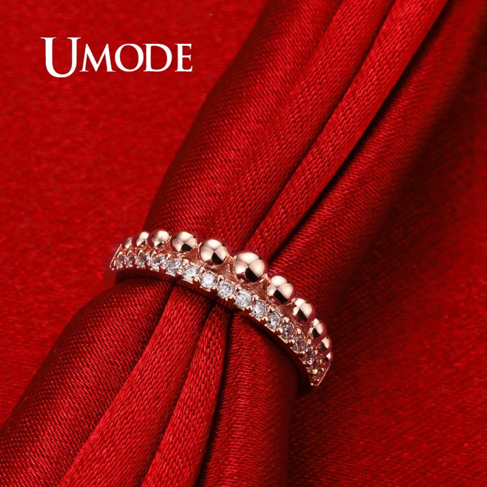 Женские кольца с кубическим цирконием UMODE круглые розового золота ювелирные