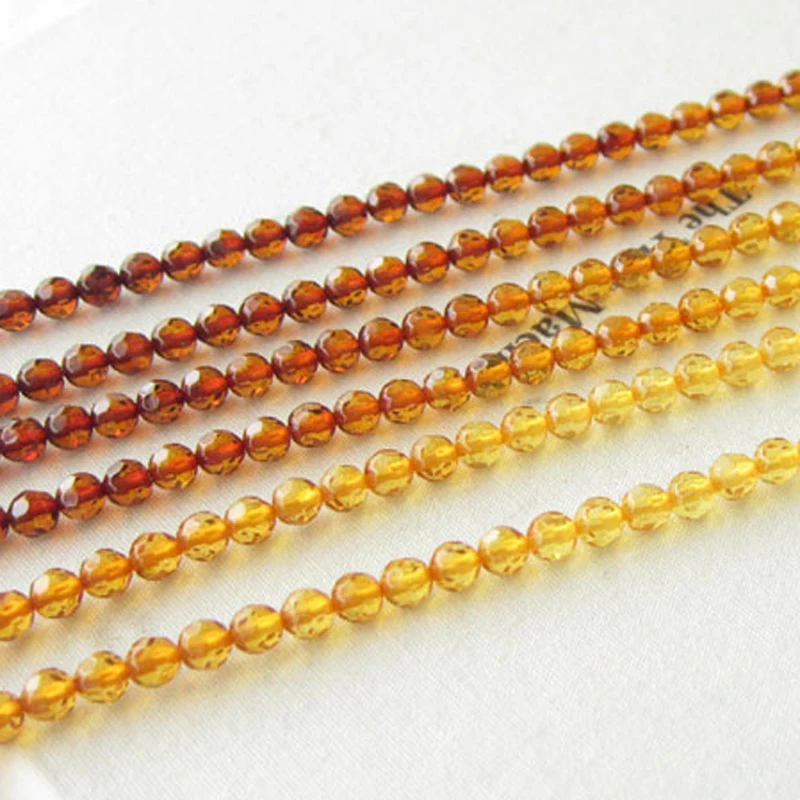 Yoowei Faceted Amber Necklace Jewelry Wholesale Genuine Baltic Natural Amber Beads Adjustable Chain Necklace diy Women Jewellery