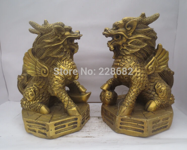 Металлические ремесла украшения дома Пара китайской резной Кирин скульптура/Фен