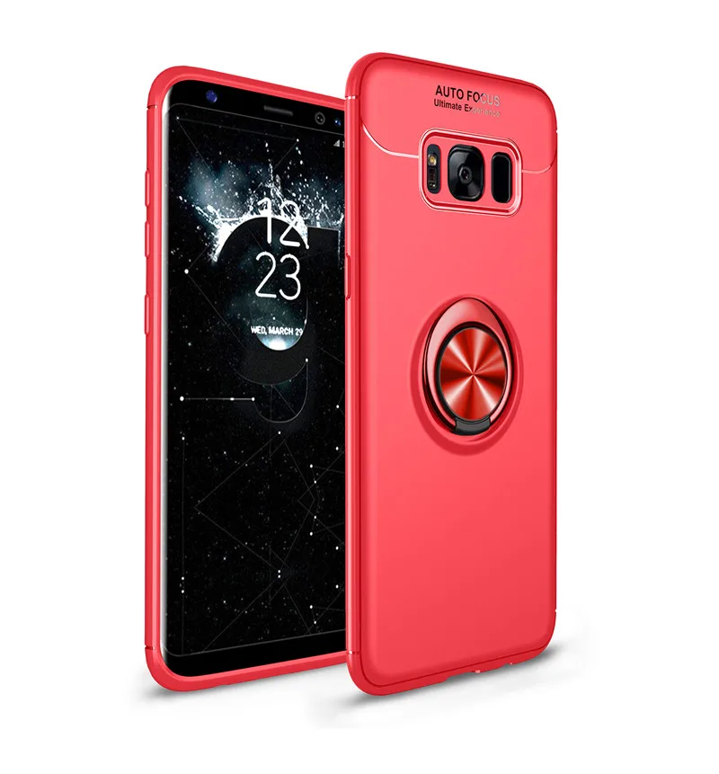 Red Чехлы для телефонов samsung Galaxy s8 s9 s10 plus, магнитное кольцо-кронштейн, автомобильный держатель, роскошная силиконовая Противоударная задняя крышка s10e funda - Цвет: Red