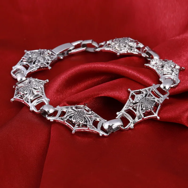 Горячая Распродажа посеребренный винтажный браслет-цепочка Cobweb для мужчин и