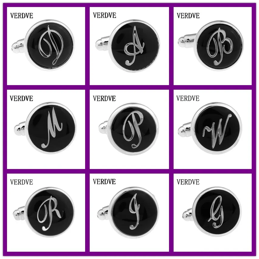 Мужские Запонки с круглым вырезом и буквенным принтом VERDVE свадебные запонки A Z 16