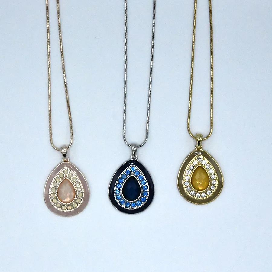 Bohemian Water Drop Crystal Pendant Necklace Alloy Link Chain Fashion Design Jewelry Zircon Necklaces For Women Wholesale n038 | Украшения