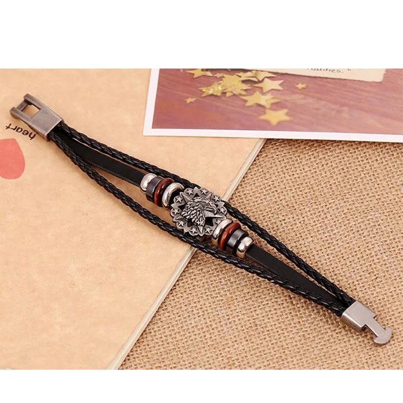 Горячая Распродажа браслет оснастки кожаный в стиле ретро из плетеной кожи