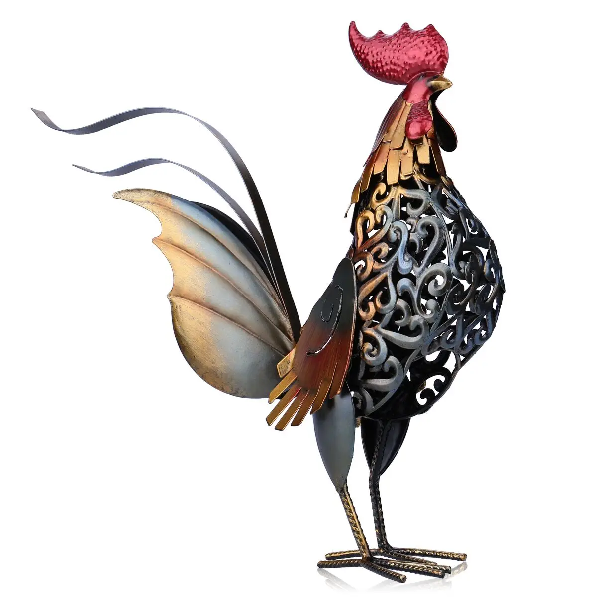Tooarts скульптура резная железная петуха металлическая домашний декор ремесло с
