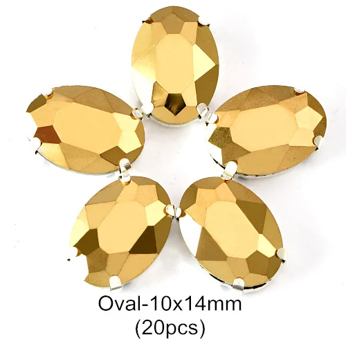 Oval 10x14mm Шахта золото микс 11 форм пришить Стразы Золотой Коготь Установка стекло кристалл Высокое качество пришить коготь стразы для одежды B3791 - Цвет: Oval 10x14mm