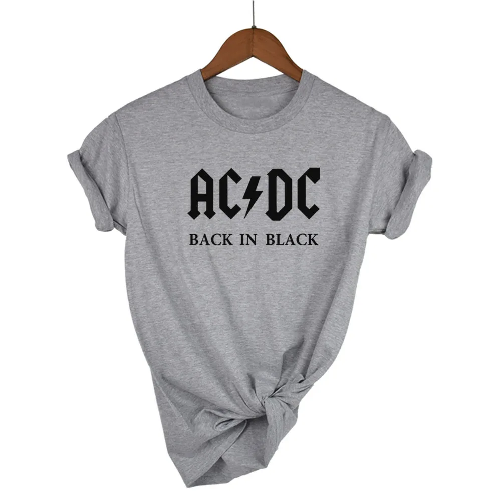 AC/DC Группа рок Харадзюку Футболка женская ACDC черная надпись печатные Графические футболки хип хоп Рэп музыка короткий рукав топы футболки