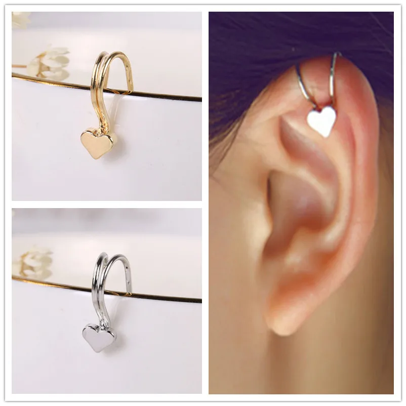 E678 Новинка Pendientes Brincos девушка серьги букле Bijoux Сердце Любви Кафф с клипсой Серьги для женщин серьги ювелирные изделия подарок