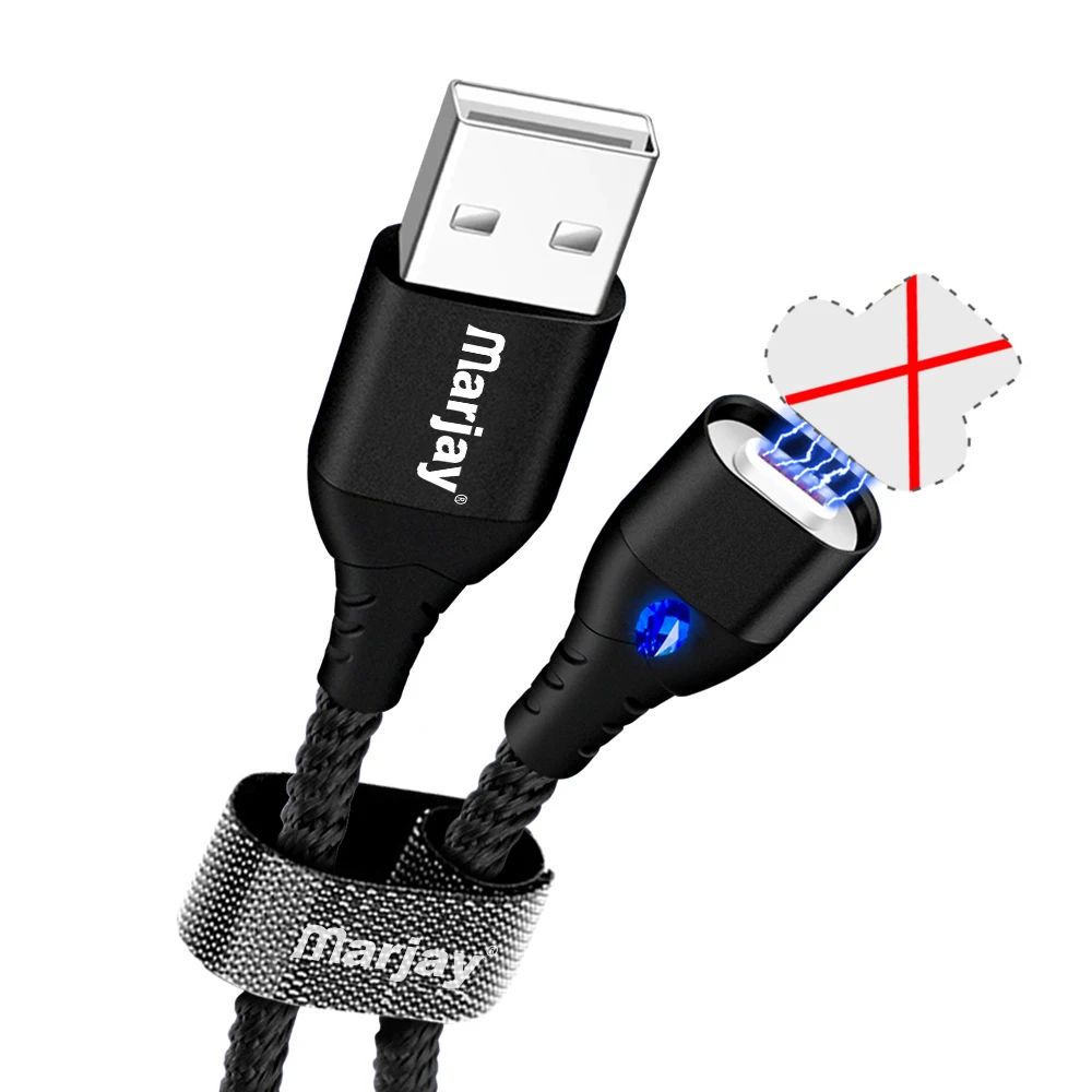 Only Black Cable Marjay Магнитный кабель Micro USB для samsung type C 5A Быстрая Зарядка Кабели для iPhone X 8 7 Магнит USB C зарядное устройство кабель для huawei - Цвет: Only Black Cable