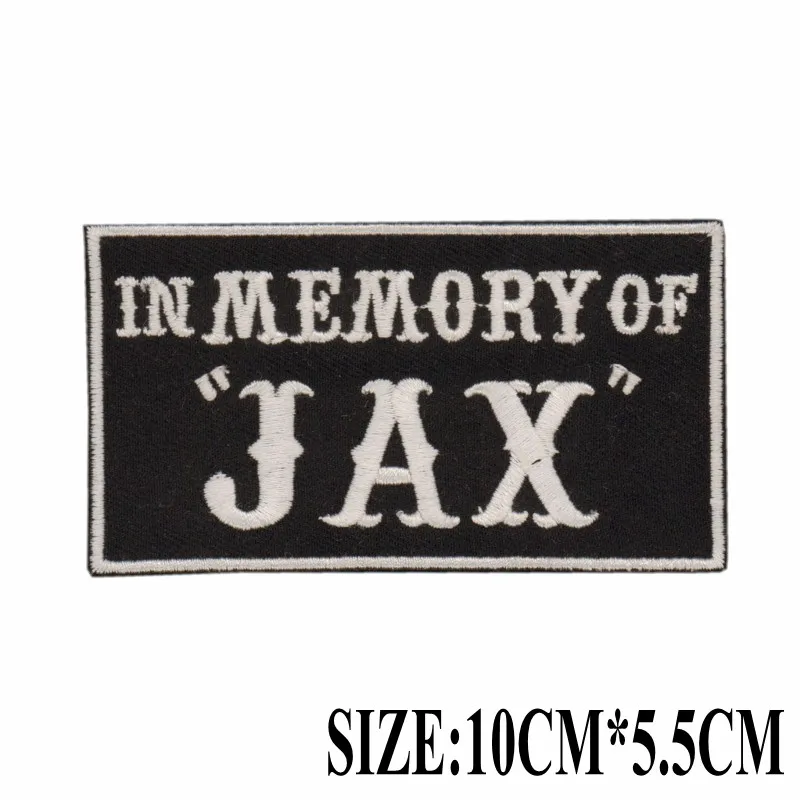 Маленькие передние нашивки JAX на заказ с вышивкой белого шрифа байкерские