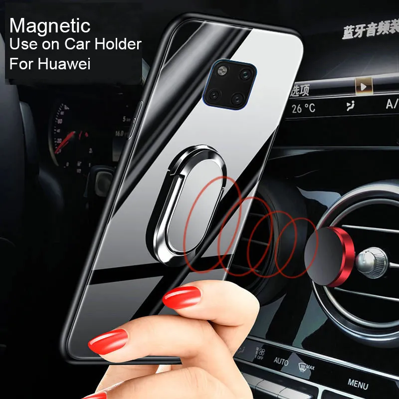 Кольцо для телефона на магните с стеклянный чехол смартфона Huawei Mate 20 30 Pro 20X Lite Y5 Y6