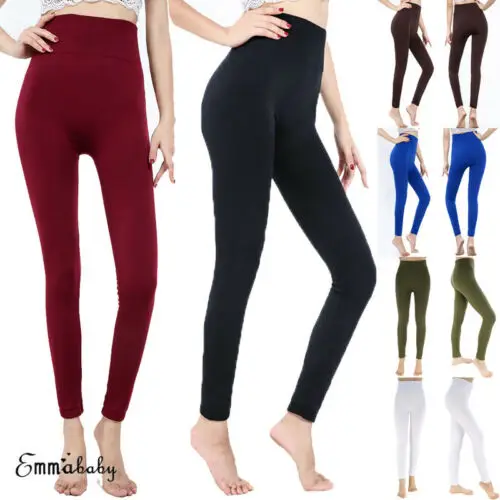 2019 New Womens Leggings Warm Black Fleece Velvet Thermal Pants Slim 5 Color Solid High Waist | Женская одежда