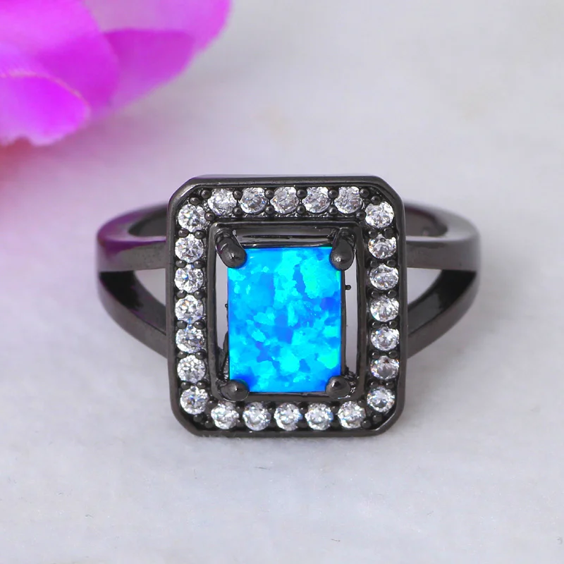 Женские кольца с фианитом в черную пятницу модные серебряные голубым огненным