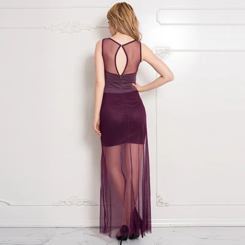 Сексуальное длинное платье RL70235 прозрачная накладка в пол высокое качество