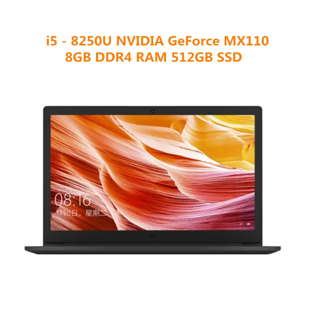 i5 8G 512G MX110 Ноутбук Xiaomi Mi Ruby, 15,6 дюймов, ноутбук с ОС Windows 10, четырехъядерный процессор Intel Core i7-8550u, 8 Гб ОЗУ, 512 Гб SSD, ноутбук - Цвет: i5 8G 512G MX110
