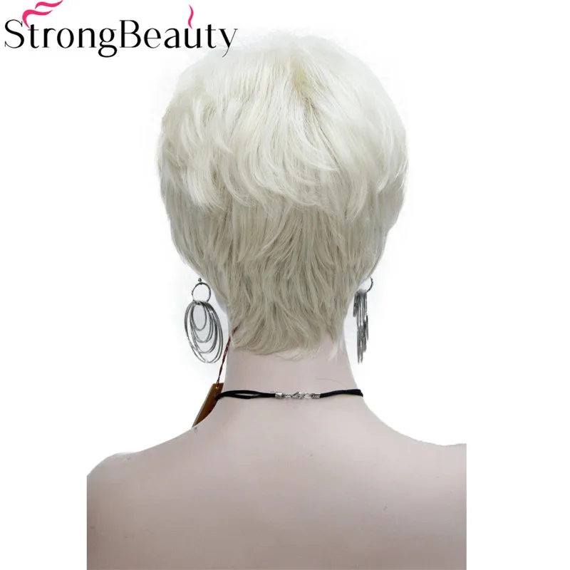 613 StrongBeauty короткие прямые синтетические красные оранжевые коричневые светлые парики высокие термостойкие полный парик много цветов на выбор - Цвет: 613
