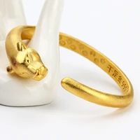 leopard animal head bangle yellow gold filled womens mens cuff bangle bracelet