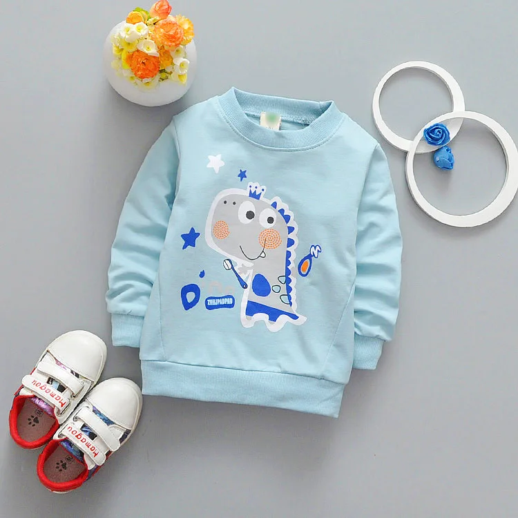 Хлопковая кофта с вышивкой милого медведя для малышей рубашки детей ростом 70-95 см