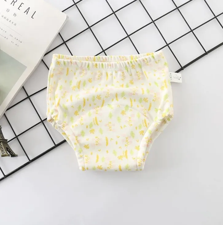 6-слойное бальное платье Baby многоразовый Подгузники утепленные детские тренировочные брюки с ромбовидным узором для младенцев трусы моющиеся детские штанишки для малышей, шорты - Цвет: pink flower