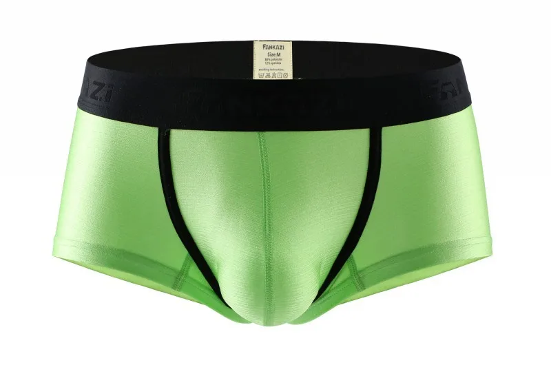 Green Нижнее белье для мужчин, сексуальные, новые, шелковые, яркие, блестящие, мини боксеры для геев, мужские, с мешочком, модные, атласные, розовые, синие, брендовые трусы - Цвет: Green