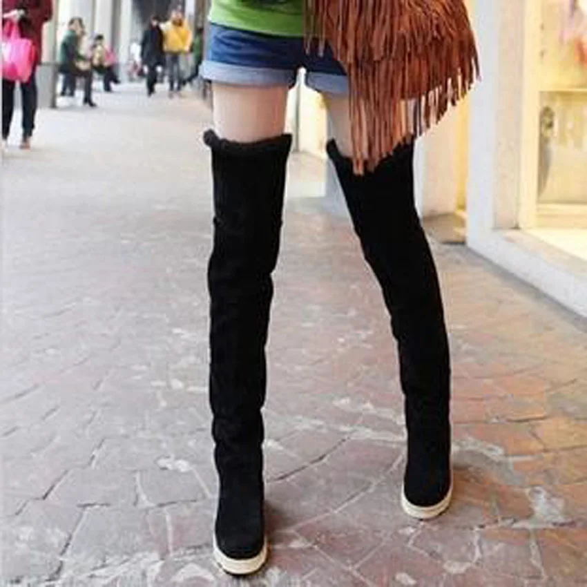 

Women Winter long boots shoes round Toe Women's Flat Boots Cotton over-the-Knee Thick bottom female Boots Winter young shoes