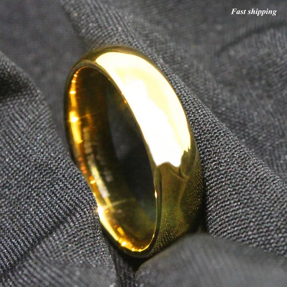 6 мм вольфрам карбид золото высокой польский Купол Обручальное кольцо мужские
