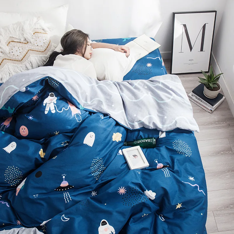 Новый дизайн хлопок мультфильм синяя планета печать серии 1 шт пододеяльник