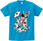 Футболка с рисунком Капитан Tsubasa Детская летняя футболка с короткими рукавами для отдыха футболки для мальчиков и девочек с изображением футбольного движения, Топ От 3 до 9 лет