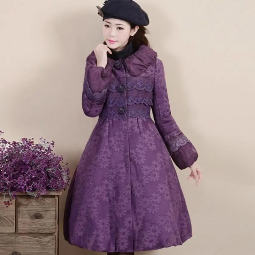 Женская зимняя куртка с отложным воротником длинным рукавом |