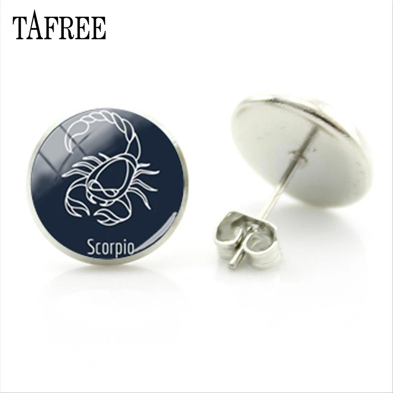 Женские и мужские серьги-гвоздики TAFREE 12 знаков зодиака Скорпион Стрелец рак