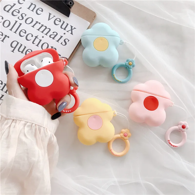 Красивый чехол с цветочным рисунком для AirPods мягкий силиконовый наушников Bluetooth