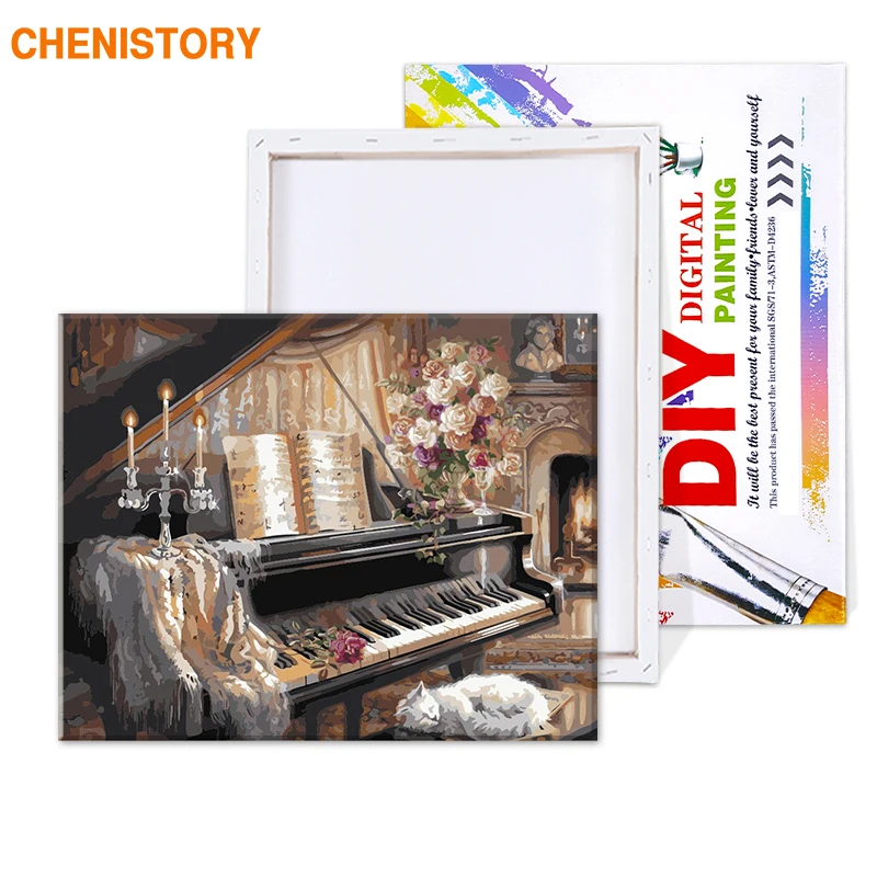 CHENISTORY Piano DIY картина маслом по номерам декор комнаты Ручная роспись холст картины для гостиной стены Искусство картина домашний декор