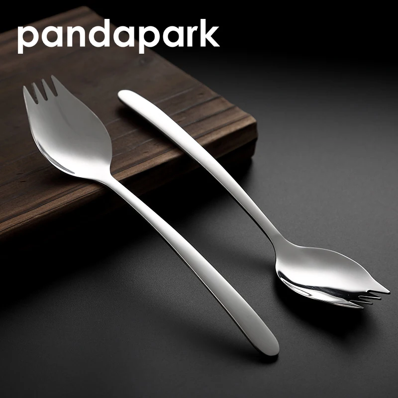 

Pandapark Exquisite Fruit Forks Multifunctional Kitchen Salad Fork Stainless Steel Bento Box Accessories Food Picks Spoon PPS010