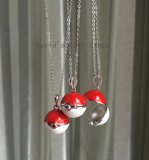 Открываемые Покемон Pokeball кулон ожерелье 925 стерлингового серебра + 18 &quot925 цепочка