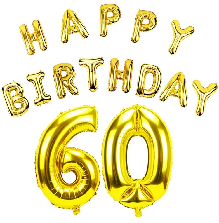 Lincaier 32 дюйма 62 см 60th день рождения золотые воздушные шары Happy 60 лет вечерние украшения Для мужчин женские принадлежности