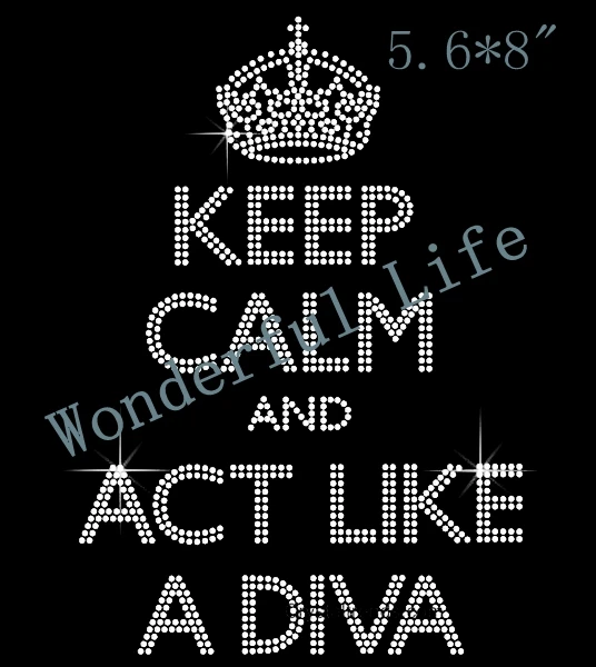 YX Factory iron on Rhinestone Transfer &quotKeep Calm and like a diva &quot Hotfix Iron On Design | Дом и сад