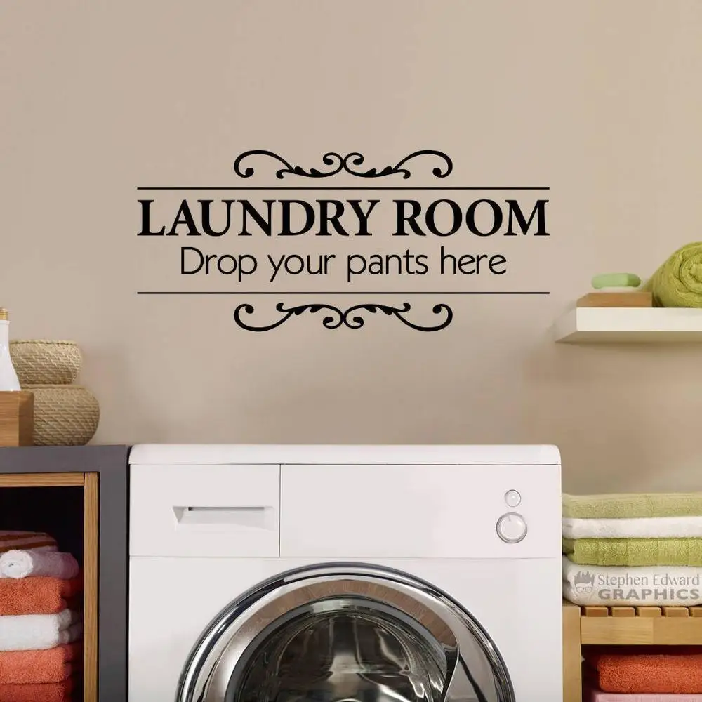 

Laundry Room Wall Decal Drop your pants here Utility Room Wall Sticker Laundry Decor for wall glass On the door decals G517