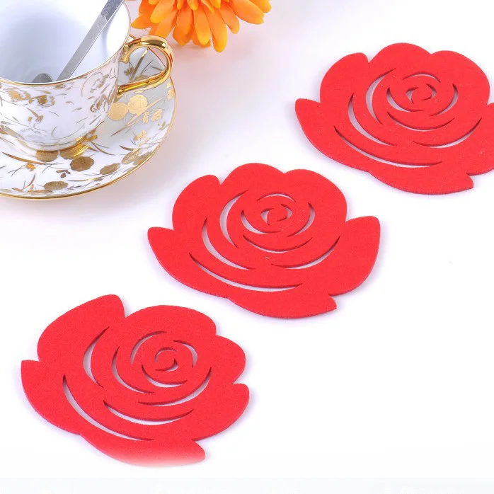 12*10 см Милая Красная розовая фетровая скатерть стаканчик Coaster креативный коврик