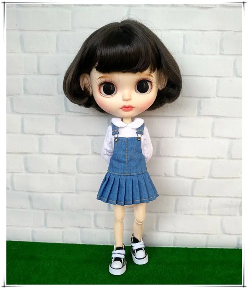 Новая одежда Blyth Doll футболка с длинными рукавами+ комбинезон юбка на лямках для Blyth Azone, Kurhn, Licca 1/6 аксессуары для кукол