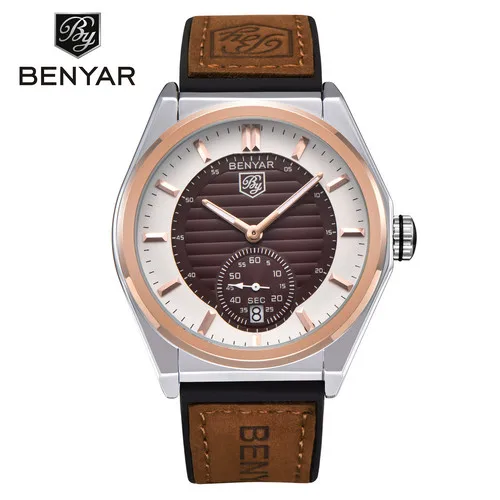 L gold B BENYAR часы мужские модные кварцевые спортивные мужские наручные часы повседневные кожаные деловые водонепроницаемые часы мужские часы reloj hombre 5125 м - Цвет: L gold B