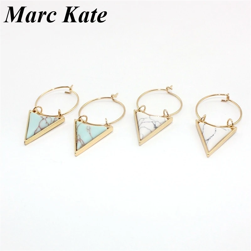 Треугольник Белый Зеленый Хаулит калаллейт камень серьги в форме стрелы золотой