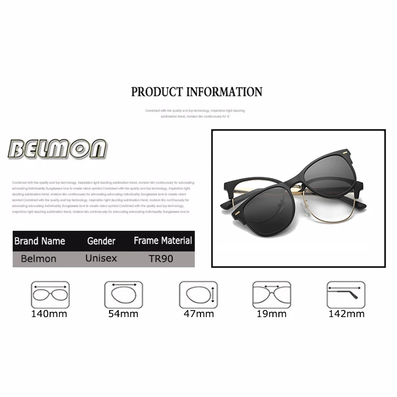 Оправа для очков Belmon мужчин и женщин поляризационные солнцезащитные очки с