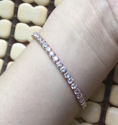 rose gold Tennis68, настоящее 925 пробы, серебряные теннисные браслеты для мужчин, AAAAA, кубический цирконий, CZ браслет для женщин, свадебные серебряные ювелирные изделия для тенниса - Окраска металла: rose gold