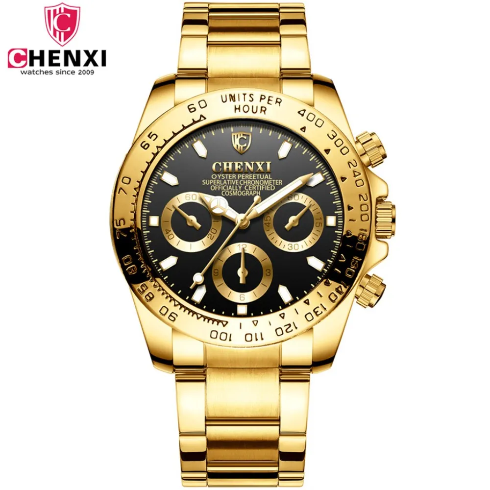 CHENXI мужские золотые роскошные часы бренд 2019 Новые Модные Простые аналоговые