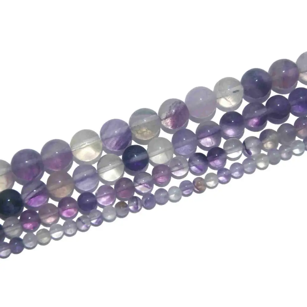Purple Fluorite Натуральный камень агат с украшением в виде кристаллов нефрит тигровый глаз гематитовые бусины для самостоятельного изготовления ювелирных изделий Цепочки и ожерелья браслета Материал 4/6/8/10/12 мм - Цвет: Purple Fluorite