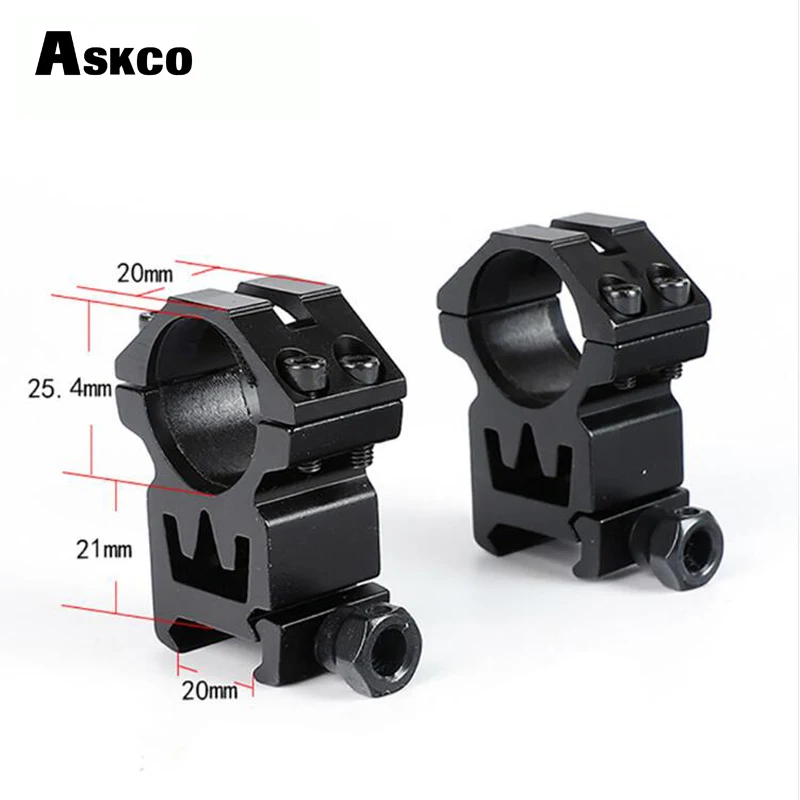 

Askco новый стиль аксессуары для крепления для охотничьего прицела 25,4 мм 1 дюйм/2 шт. универсальные высокопрофильные 20 мм кольца для прицелов П...