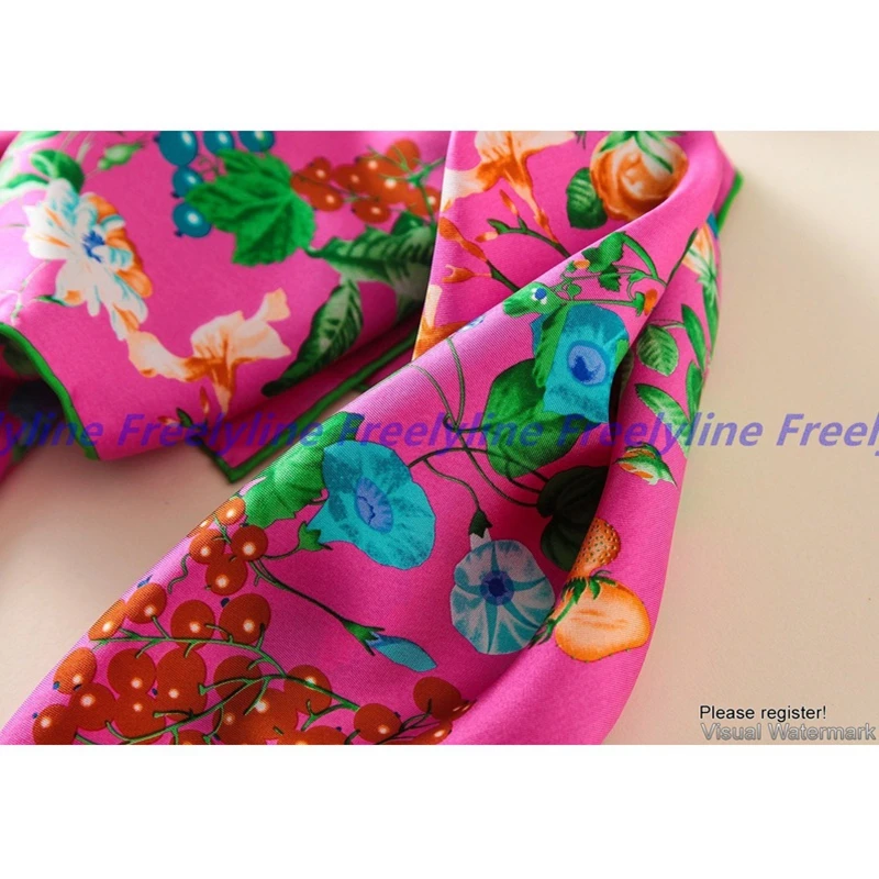 Цветочный принт 100% шелковый шарф шейный платок бандана женские маленькие