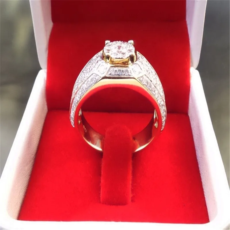 Роскошные Anillos Циркон Gold Цвет кольца для Для женщин Свадебные украшения Bijoux Обручение кольцо подарки Y40